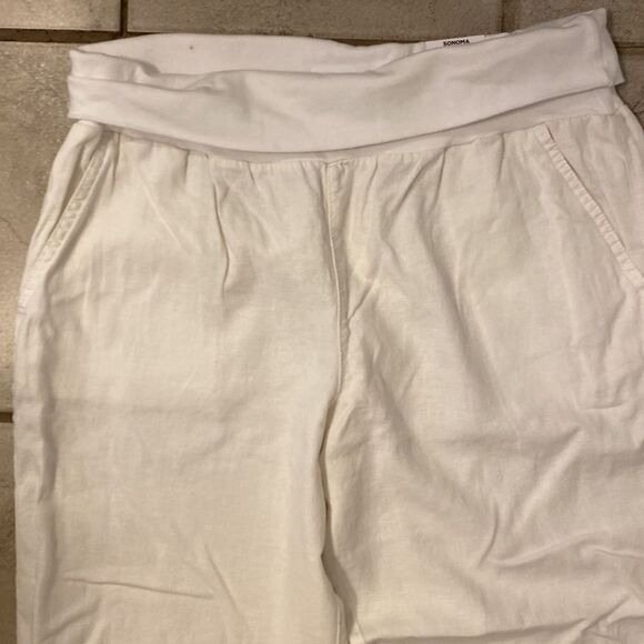 NWT Sonoma 14 Straight Mid Rise Leg Pants Cowl Elastic Waist - Picture 4 of 6